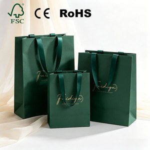 Sac en papier cartonné épais personnalisé de luxe avec logo pour bijoux, montres, emballage cadeau, avec poignée en ruban de qualité supérieure, prix d'usine - Product Image 1