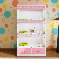 Villa pour chat moderne en verre trempé, respirante, pliable, cage de petite taille pour animaux de compagnie, couleur rose, pour utilisation en intérieur, toutes saisons