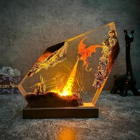 Lampe en résine Dragon de Feu en époxy, veilleuse artisanale en résine, LED multicolore, idéale pour la décoration de la maison et de la chambre, cadeaux uniques pour anniversaires et fêtes
