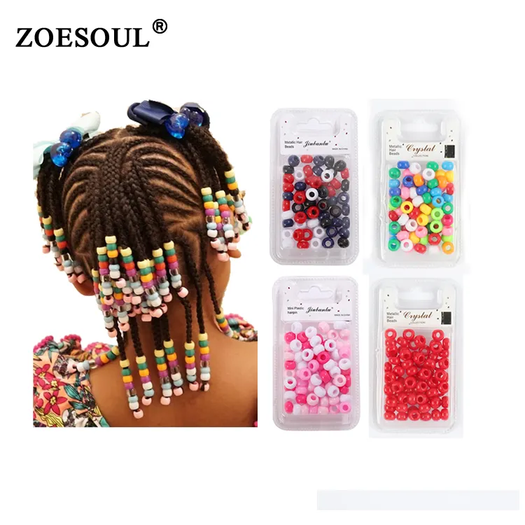 Rainbow Color Pony Bead 9*6 mm Plastic Kid Hair Beads For Braid Hair Accessories