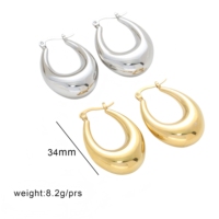 Boucles d'oreilles créoles tendance en forme de goutte pour femme, en acier inoxydable, or et argent, haute qualité, étanches, résistantes au ternissement, fabriquées en Chine, modèle