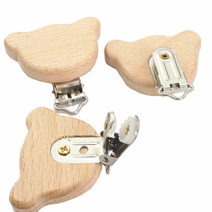 Clip de sucette en forme d'ours de bonne qualité chaînes de clip factices en bois de hêtre pour la dentition à mâcher pour 0-12 mois - Product Image 3