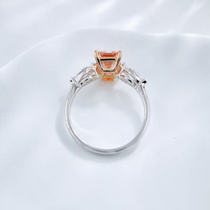 Emerald Marquise Straight Shank 4 Prong 3 Stone 18K Rose White Gold Lab <strong>Pink</strong> Diamond Engagement <strong>Rings</strong> Women Lab Diamond <strong>Ring</strong> - Product Image 3