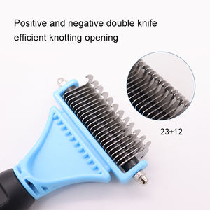 Herramienta de cepillo de rastrillo de aseo de doble cara de acero inoxidable personalizado de fábrica 23 + 12 dientes para mascotas, gatos y perros - Product Image 3