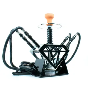 Mesin Manufaktur Tembakau Hookah Shisha Chicha Complet Acrylic Hookah dengan Lampu Led Kotak Shisha