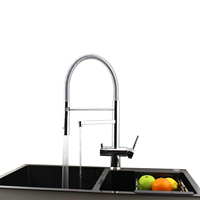 Robinet de cuisine moderne en acier inoxydable 304 chromé à 5 voies avec flexible en caoutchouc, douchette extractible et double bec pour eau filtrée potable