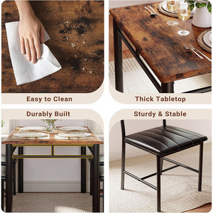 Juego de Mesa de <span class=keywords><strong>Comedor</strong></span> Compacto Marrón Rústico de 5 Piezas, Mesa de Cocina de Madera con <span class=keywords><strong>Sillas</strong></span> Tapizadas para Espacios Pequeños, para <span class=keywords><strong>Comedor</strong></span> - Product Image 4