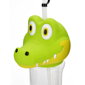 Novità 20oz 600ml portatile giocoso alligatore a forma di alligatore giocattolo divertente cappello <span class=keywords><strong>animale</strong></span> paglia tazza per bambini con manico - Product Image 2
