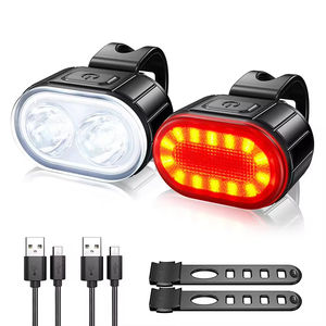 Juego de Luces Delanteras y Traseras para Bicicleta LED Recargables Q3, Rojas, Impermeables, con USB - Product Image 1