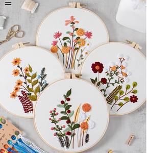 Kit de bordado Pafu, Kit de agujas para perforar, Kits de punto de cruz para principiantes con hilos de colores de aro, herramientas, instrucciones fáciles para regalar - Product Image 1