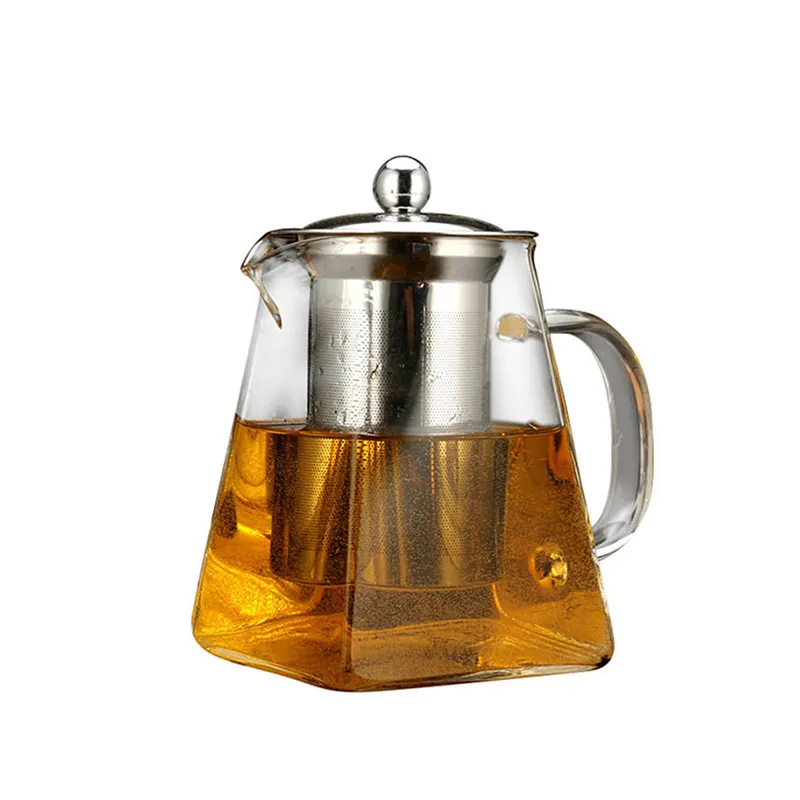 Лидер продаж, прозрачный 650 мл, 900 мл, квадратный боросиликатный чайник, стеклянный чайник с чайным набором, 550 мл