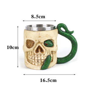 Mug à vin Viper en gros, tasse en résine avec doublure en acier inoxydable, vaisselle personnalisée, tasse à café, mug à bière médiéval viking <span class=keywords><strong>serpent</strong></span> - Product Image 3