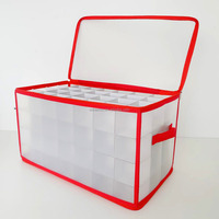 Boîte de rangement pliable multi-usages pour décorations de Noël, capacité de 112 ampoules, transparente, pliable, écologique, avec fermeture éclair, pour les fêtes