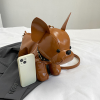 2025 mignon chien dessin animé bandoulière sacs à bandoulière pour femmes à la mode rembourré téléphone sac à main nouveauté chiot charme sac à main filles dames