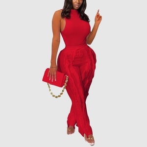 ชุดเซ็ตสองชิ้นสีพื้นคุณภาพสูงประดับพู่สำหรับฤดูร้อน แฟชั่นผู้หญิง - Product Image 5