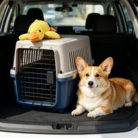 Cage de transport pour animaux de compagnie classique et élégante, haute résistance, en plastique robuste, facile à nettoyer, légère, conforme aux normes de transport aérien