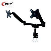 Support de moniteur de bureau VESA à double bras en alliage d'aluminium noir/argent GS352-D avec ressort à gaz et bras rotatif