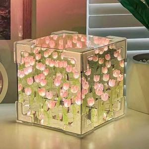 Petit paquet de matériel de lampe de nuit en trois dimensions pour petite amie, fleur de tulipe, cube de mer, bricolage créatif - Product Image 1