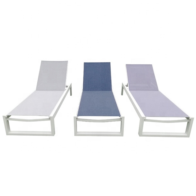 Extérieur Bleu Chaise longue bain de Soleil En Aluminium D'hôtel De Plage Piscine Chaises Avec Table D'appoint