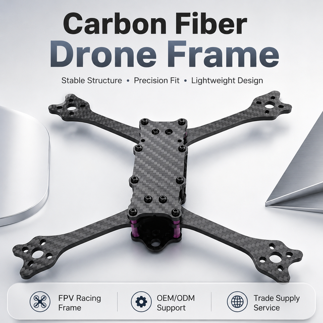 Bulk Carbon Fiber FPV Racing Drone Frame 3K Lightweight X Arm Airframe Plate for OEM UAV Freestyle Kit Suppliers