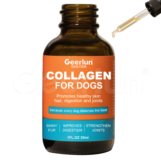 OEM Custom Brand Pet Collagen Drops Supplements with Fruit Vegetable Promotes Healthy Skin Dogs Collagen Liquid Drpos