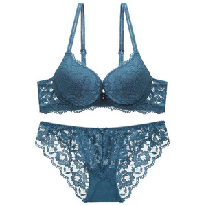 Factory Wholesale High Quality <b>Bra</b> Sexy Lace Adjustable Shoulder <b>Strap</b> Push up Thick Cup Ladies <b>Bra</b> Panty Set - Product Image 3