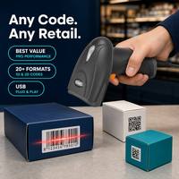 Lecteur de codes QR 2D portable HS20 à décodage rapide, USB Plug and Play pour pharmacies, dispensaires et points de vente (PDV)