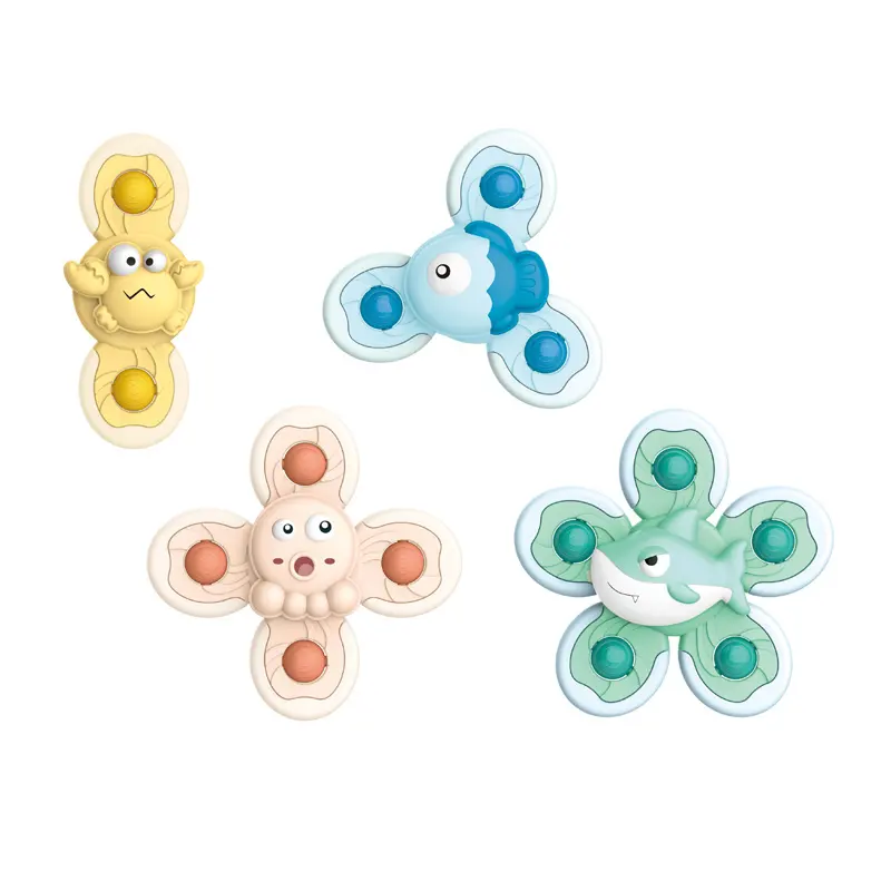 EPT Suction Bath Toys 2023 Cup Spinner Toy Baby Rattles Water Shower Gyro Spinning Fidget Sensory Set For Kids