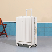 Valise à roulettes universelle de 20 pouces, grande capacité, cadre en aluminium, avec serrure à combinaison et ouverture frontale, compartiment pour ordinateur portable, durable.