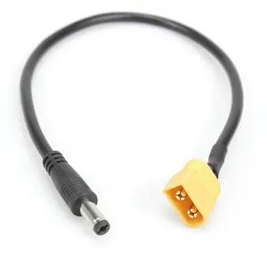 Ground 18AWG Receiver XT60 Bullet Connector to DC5521 Rubber Battery Charge Cable