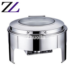 Réchauffeur d'aliments plats mallette avec couvercle en verre 6l, décoration rond doré <span class=keywords><strong>de</strong></span> <span class=keywords><strong>luxe</strong></span>, hydraulique, pour buffets, hôtel, au chaud-vaisselle pour traiteur - Product Image 4