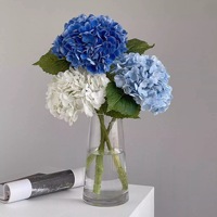 Arrangement de bouquet de salon de décoration de fleurs au toucher réel grand bouquet d'hortensia artificiel bleu