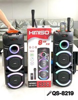 KIMISO KMS QS-A284 8 pulgadas * 2 al aire libre portátil Trolley de altavoz de Audio DJ sistema de altavoces de Subwoofer caja de sonido con luz LED
