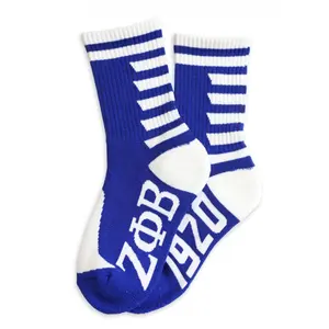 Zeta Phi Beta Logo blue white stripe fraternity 1920 Cotton Sports socks