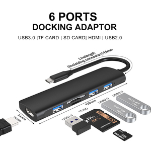 Adaptateur multiport USB C 4K HDTV Lecteur de carte SD/TF USB3.0 USB2.0 Port USB Type C 6 en 1 Station d'accueil avec <span class=keywords><strong>Mac</strong></span> <span class=keywords><strong>M1</strong></span>, M2, M3, iPad - Product Image 4