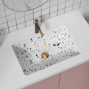 Lavabo/fregadero individual moderno bajo encimera con acabado terrazo para baño o apartamento - Product Image 3