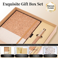 Ensemble cadeau de carnet écologique avec logo personnalisé, bande élastique, carnet de notes, stylo à bille, coffret cadeau promotionnel pour entreprise et bureau