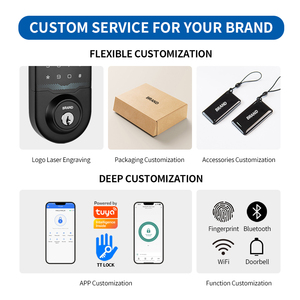 OYO Electronic Touch <strong>Keypad</strong> Entry Front Door Anti Peeking Auto Lock Passcode Smart <strong>Fingerprint</strong> Deadbolt Door Lock <strong>With</strong> Key - Product Image 6