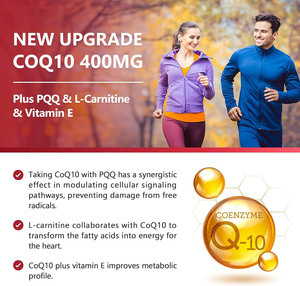 Hezong OEM CoQ10 Natural 400mg Cápsulas Blandas ANTIOXIDANTE MEJORADO <span class=keywords><strong>BioPerine</strong></span> Mejora la Inmunidad Sueño Energía Apoyo para el Corazón y el Cerebro 120 - Product Image 2