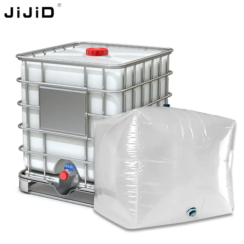 JIJID - أسطوانة 1000 لتر IBC لحمل زيت الطبخ والنبيذ, خزان 1000 لتر IBC من الصلب مع صمامات مزدوجة وكيس بطانة بغشاء البولي إيثيلين