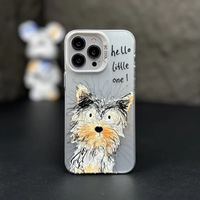Coque de téléphone pour iPhone 15 14 13 Pro Max Explosive Messy Dog pour iPhone 16 Pro Max Laser Couleur Argent Protection PC Hard Shell