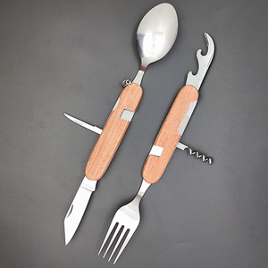 Engraved Outdoor Multi Functional <strong>Tableware</strong> <strong>Set</strong> Knife Spoon Fork Kit Portable Cutlery <strong>Set</strong> With Keyring for Camping Travelling - Product Image 5