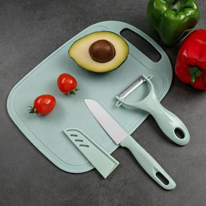 Ensemble de couteaux de cuisine 4 pièces en acier inoxydable avec planche à découper, éplucheur, ciseaux, couteau à fruits, pour dortoir étudiant - Product Image 2