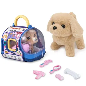 Gaiola de pelúcia eletrônica para cachorros, brinquedo interativo de pelúcia infantil direto da fábrica, retriever dourado, brinquedo de pelúcia