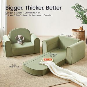Canapé-<span class=keywords><strong>lit</strong></span> pliable 2 en 1 de qualité supérieure pour enfants, fauteuil rembourré en mousse souple, convertible, multifonctionnel, pour salle de jeux - Product Image 2