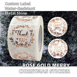 Etiqueta Adhesiva Metálica Color Oro Rosa de Navidad al por Mayor, Personalizable para Envoltura de Regalos - Product Image 2