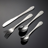 Ensemble de couverts en acier inoxydable 304 en forme d'ours, finition miroir, fourchette, couteau, cuillère, ensemble de quatre pièces moderne minimaliste pour enfants, cadeau