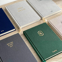 Carnet A5 personnalisé en tissu rigide, fait main, avec lettrage à chaud, agenda quotidien non daté, journal personnalisé avec nom, cadeau