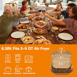 Disposable Food Grade Oven Safe Air Fryer Liners 6.3 Inch/8 Inch Square Parchment Paper Oil-Proof <b>Waterproof</b> - Product Image 2