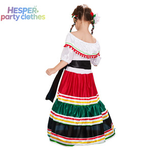 HESPER Costume de Danse Traditionnel pour Enfants, Blouse et Jupe de Senorita, Costume d'Halloween Pas Cher pour Filles, Robe Mexicaine pour Enfants - Product Image 2